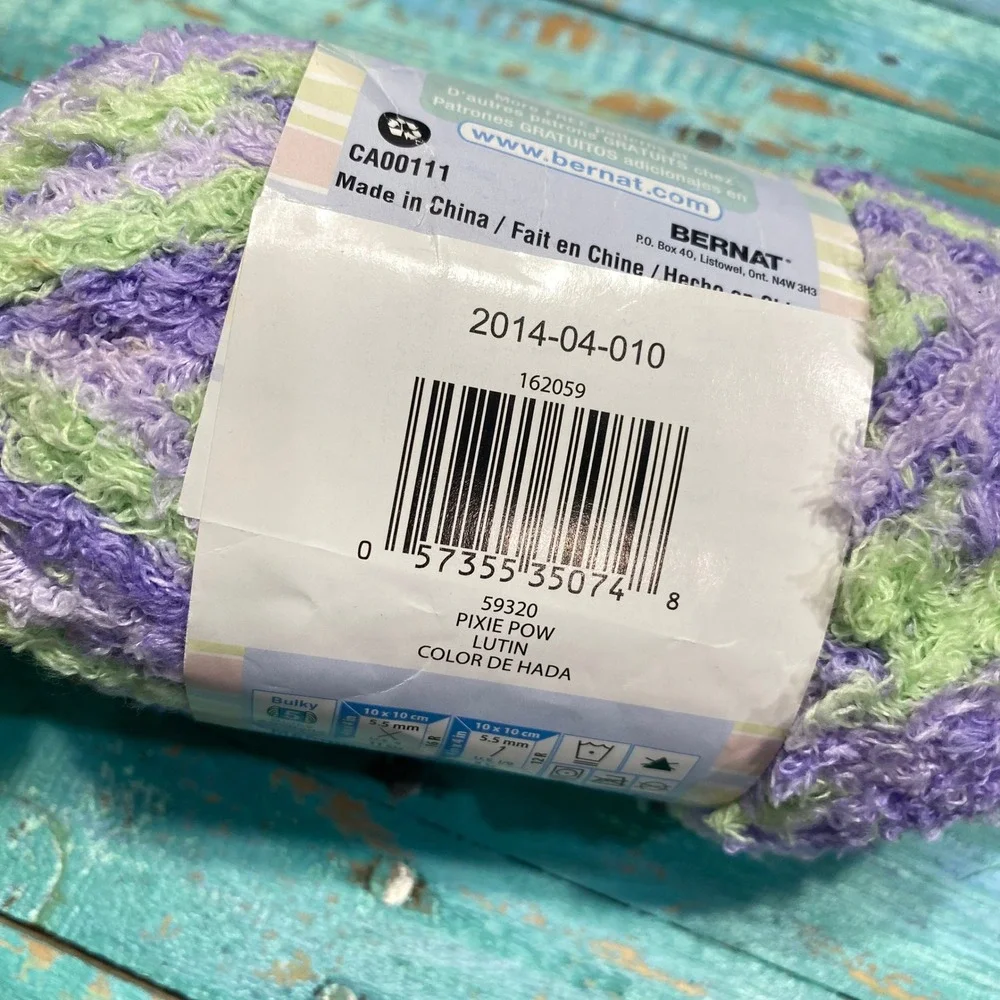 Bernat Pipsqueak Yarn Pixie Pow Purple Green Bulky 5 Polyester 100g 120yds